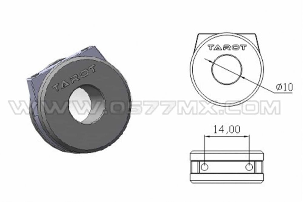 Tarot - Aluminium Tube Clamp with Shock Absorbing Rubber Damper 10mm - 2Pcs - TL68B10
