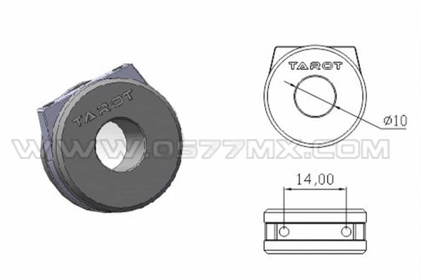 Tarot - Aluminium Tube Clamp with Shock Absorbing Rubber Damper 10mm - 2Pcs - TL68B10