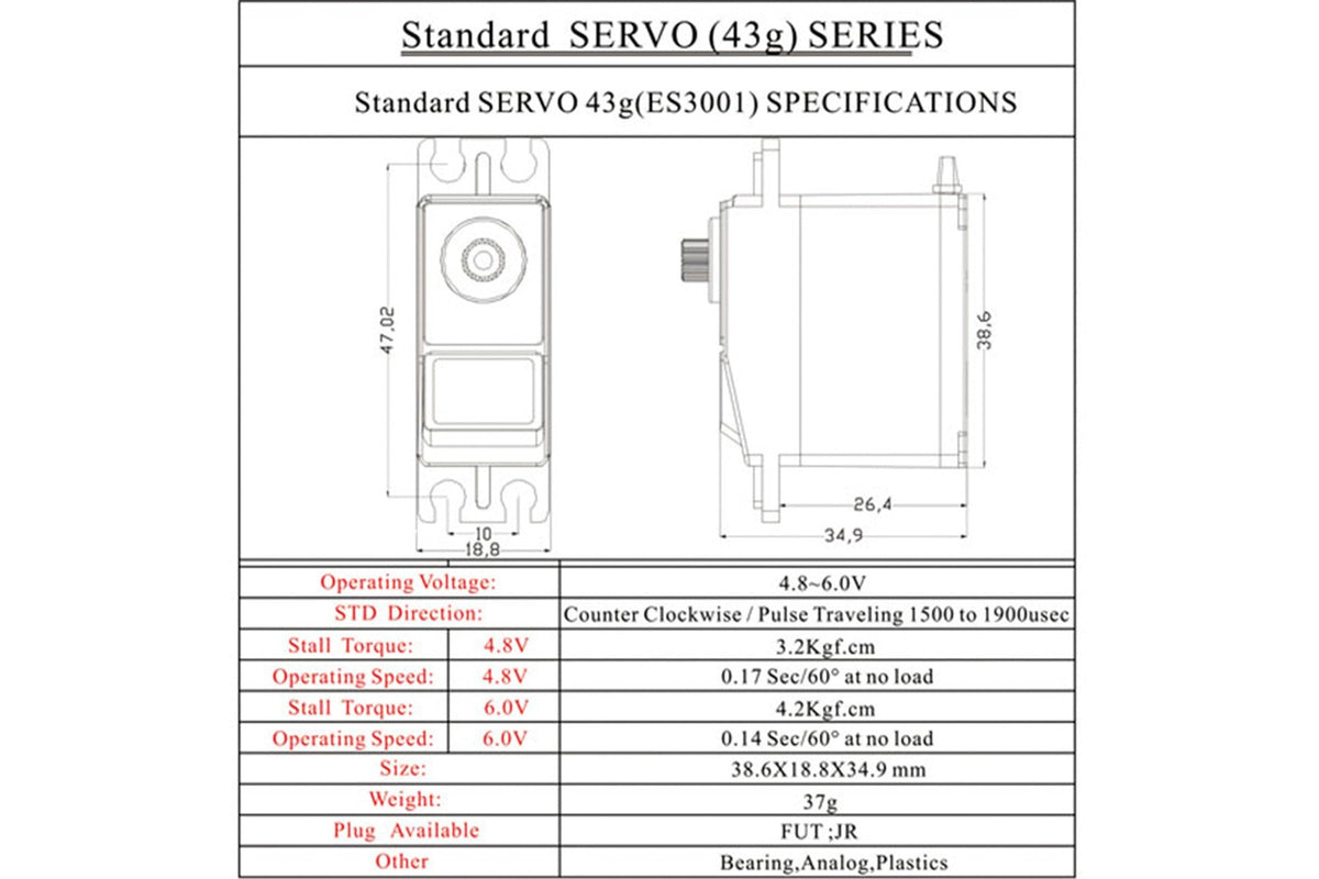 EMAX ES3001 Analog Servo (37g)
