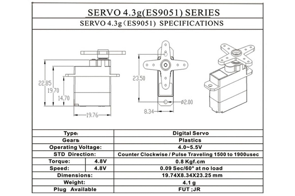 EMAX ES9051 4.3g Digital Servo