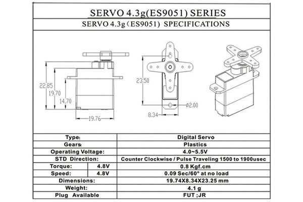 EMAX ES9051 4.3g Digital Servo