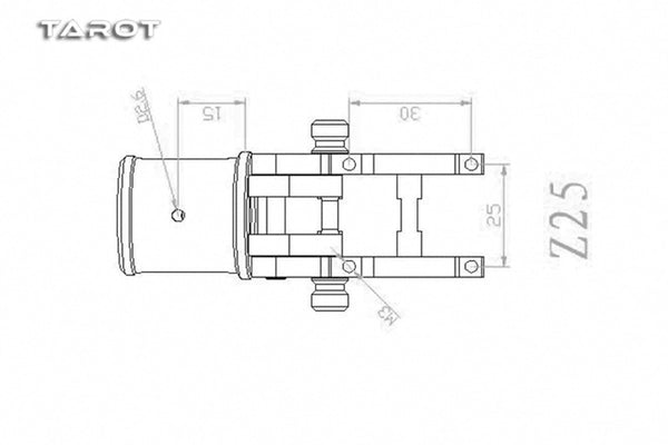 Tarot - Folder arm mount 25mm with 6 degree TL25-Z - 1pc