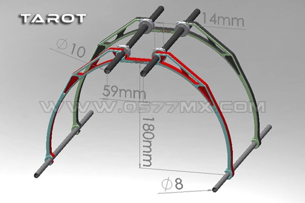 Tarot Quad-copter/ Hex-copter DIY Skid/ Red TL8201-02