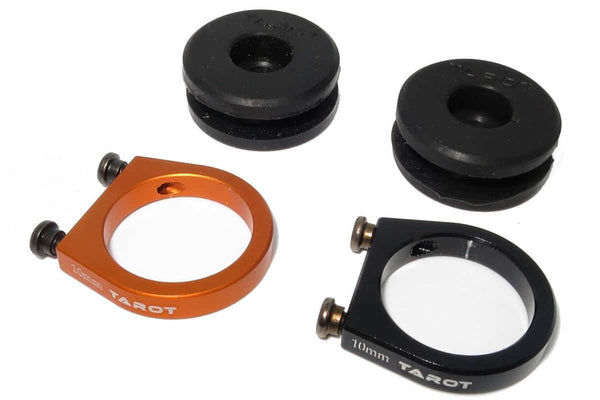 Tarot - Aluminium Tube Clamp with Shock Absorbing Rubber Damper 10mm - 2Pcs - TL68B10