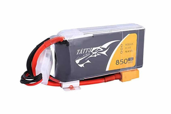 Gens Ace- Tattu, 850mAh 75C 3S1P 11.1V Lipo with XT30