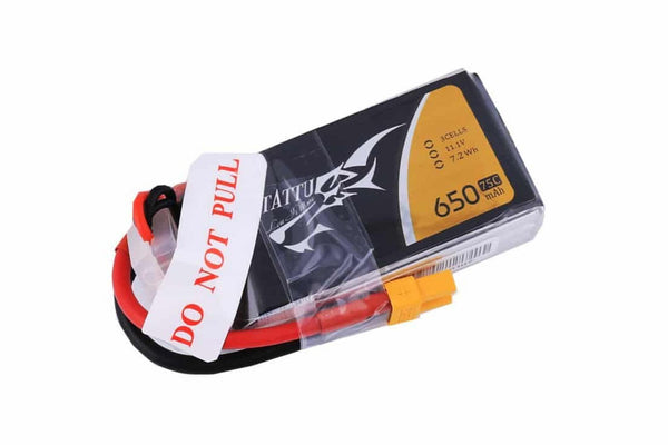 Gens Ace- Tattu, 650mAh 75C 3S1P 11.1V Lipo with XT30
