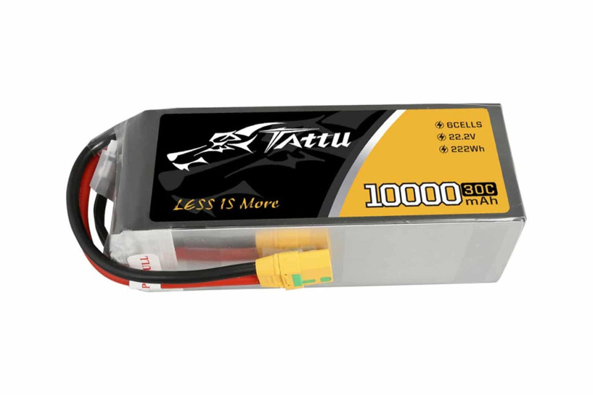 Gens Ace- Tattu 30C- 10000mAh 6S1P 22.2V Lipo with XT90-S