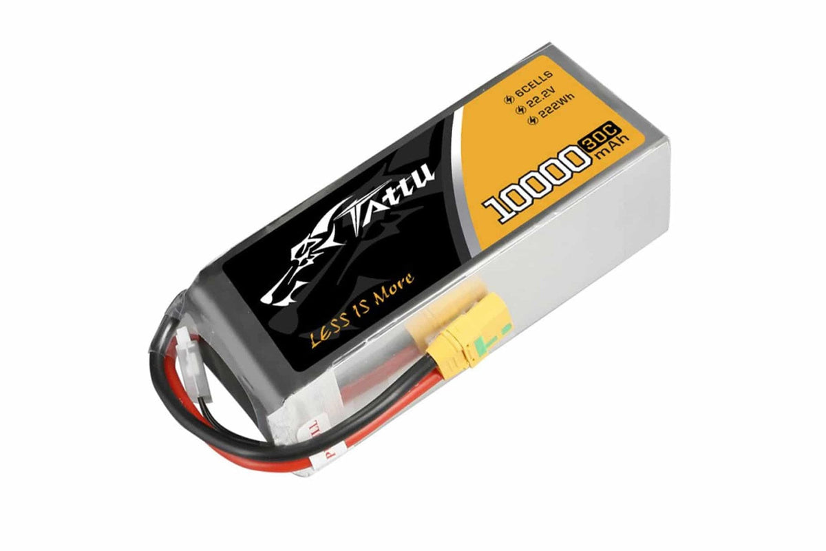 Gens Ace- Tattu 30C- 10000mAh 6S1P 22.2V Lipo with XT90-S