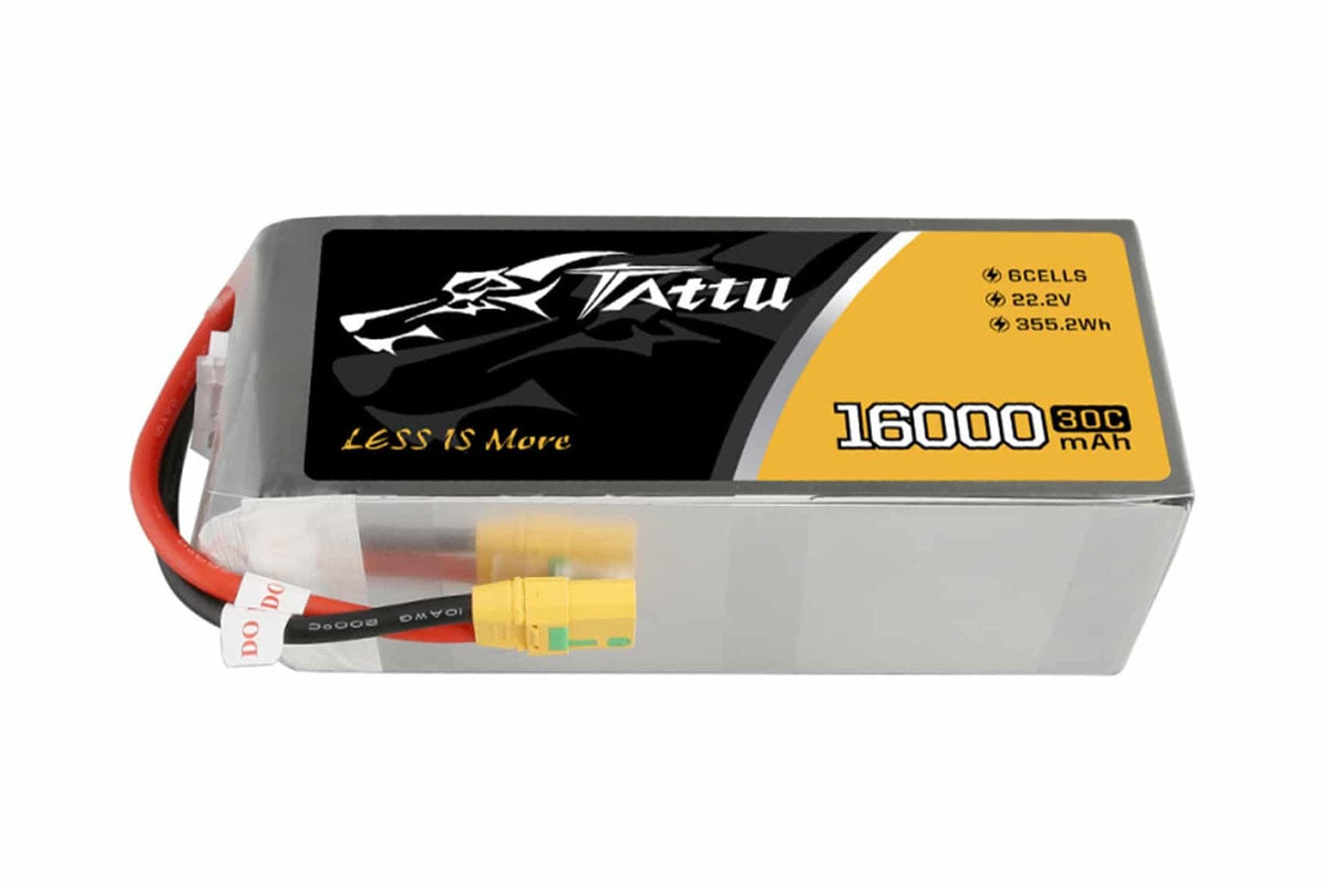 Gens Ace- Tattu 30C, 16000mAh 6S1P 22.2V Lipo with XT90-S