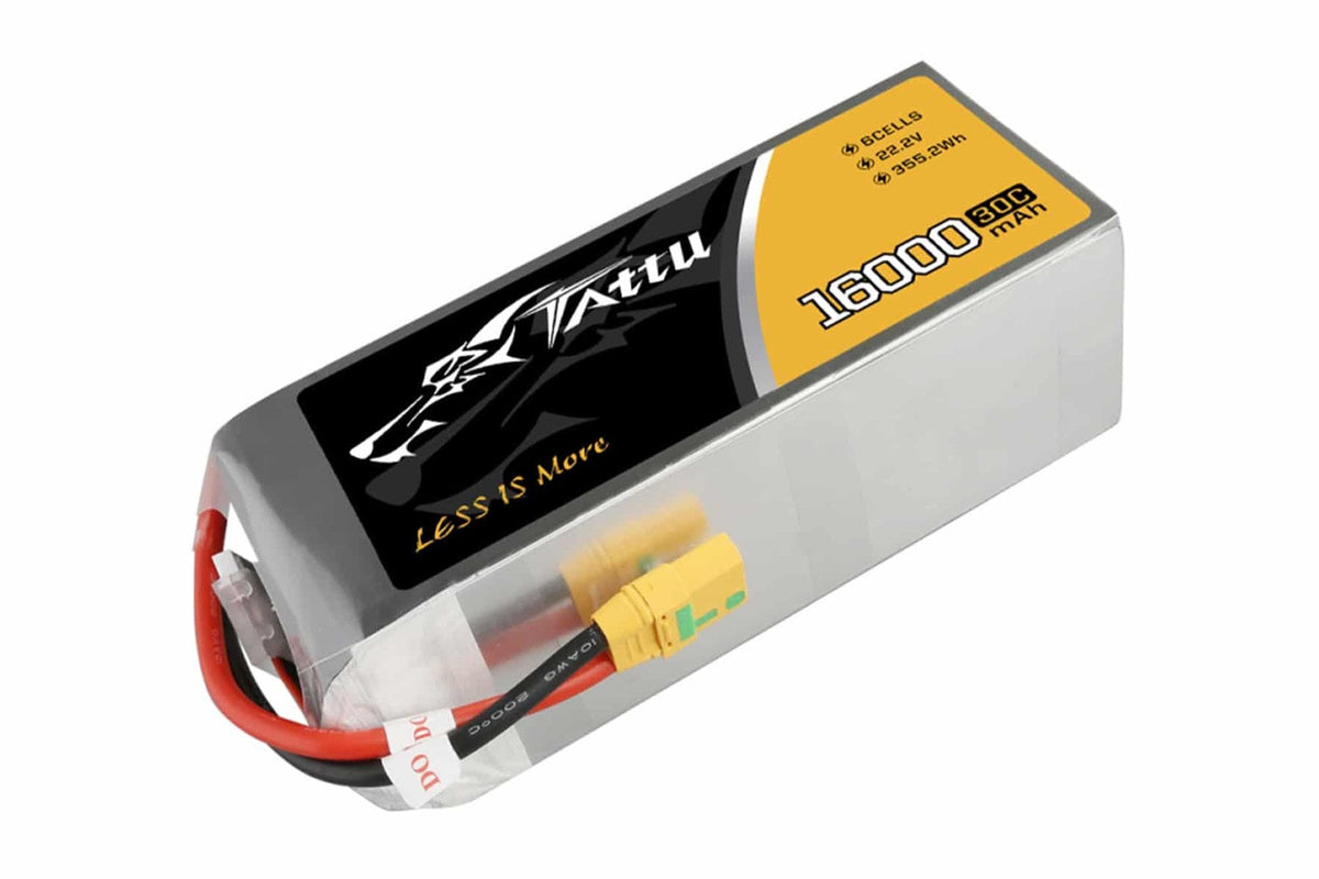 Gens Ace- Tattu 30C, 16000mAh 6S1P 22.2V Lipo with XT90-S