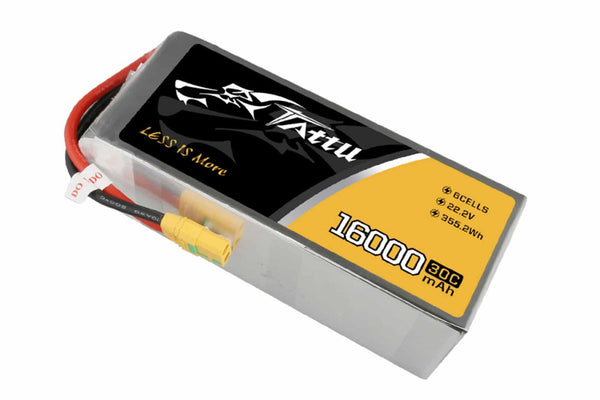 Gens Ace- Tattu 30C, 16000mAh 6S1P 22.2V Lipo with XT90-S