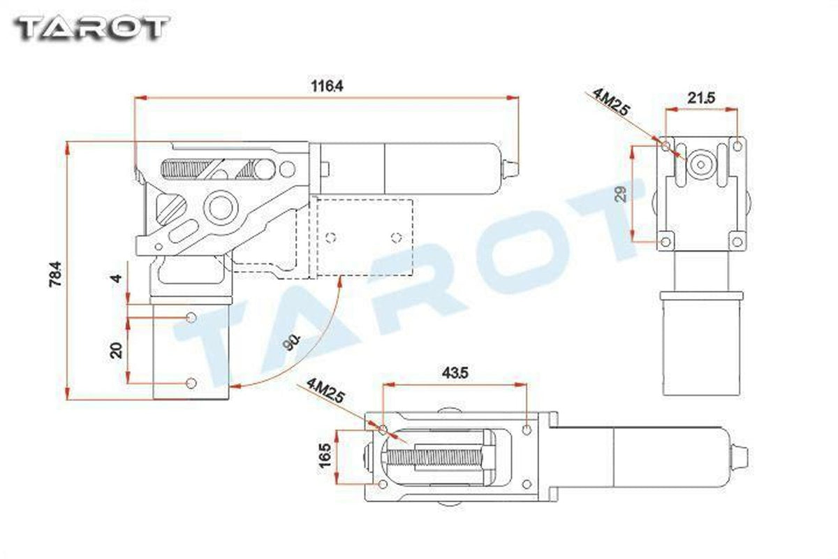 Tarot - Large Electric Retractable Landing Gear 90 Degree TL4N003 for 25MM Tube