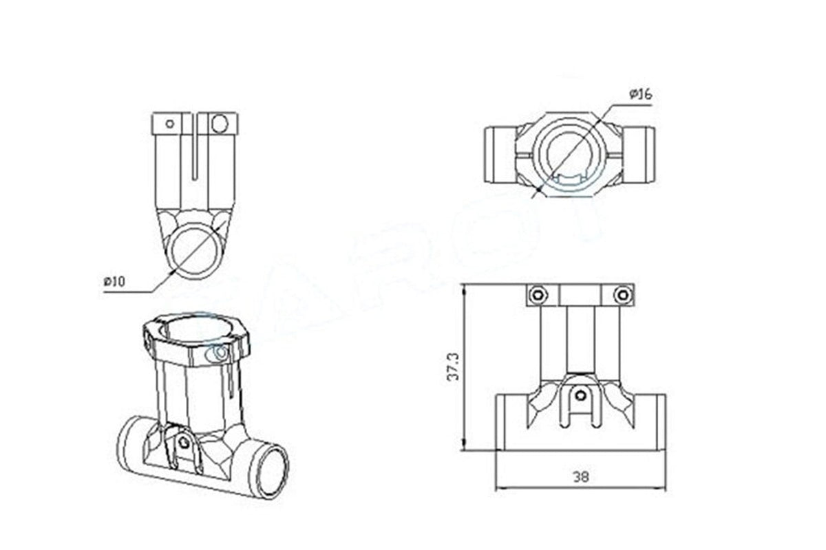 Tarot - 16mm / 10mm Aluminium T-Joint for Landing Skids - TL68B45