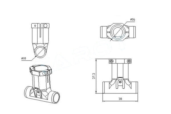 Tarot - 16mm / 10mm Aluminium T-Joint for Landing Skids - TL68B45