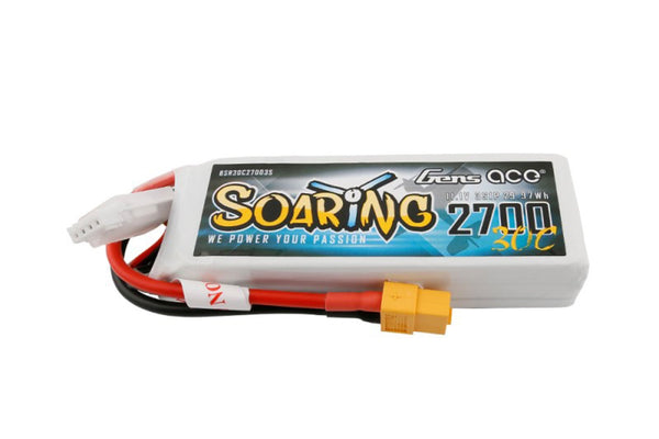 Gens Ace- Soaring, 2700mAh 30C 3S1P 11.1V Lipo with XT60
