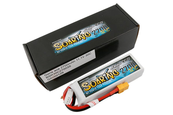 Gens Ace- Soaring, 2700mAh 30C 3S1P 11.1V Lipo with XT60