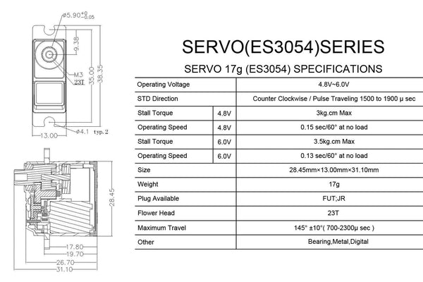 EMAX ES3054 17g Metal Gear Digital Servo