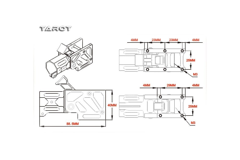 Tarot - Z25 - Folder arm mount 25mm TL25A1 - 1pc