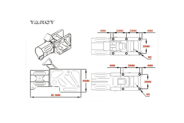 Tarot - Z25 - Folder arm mount 25mm TL25A1 - 1pc