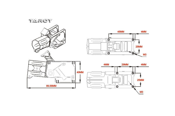 Tarot - T25 Folder arm mount 25mm with 6 degree TL25A2 - 1pc