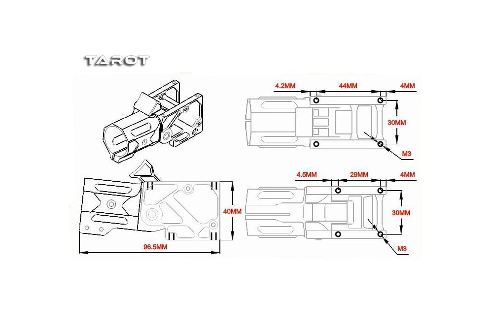 Tarot - T28 - Folder arm mount 28mm  with 6 degree TL28A2 - 1pc
