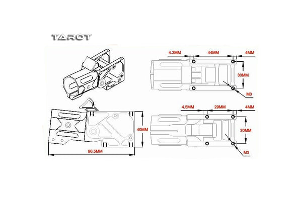 Tarot - T28 - Folder arm mount 28mm  with 6 degree TL28A2 - 1pc