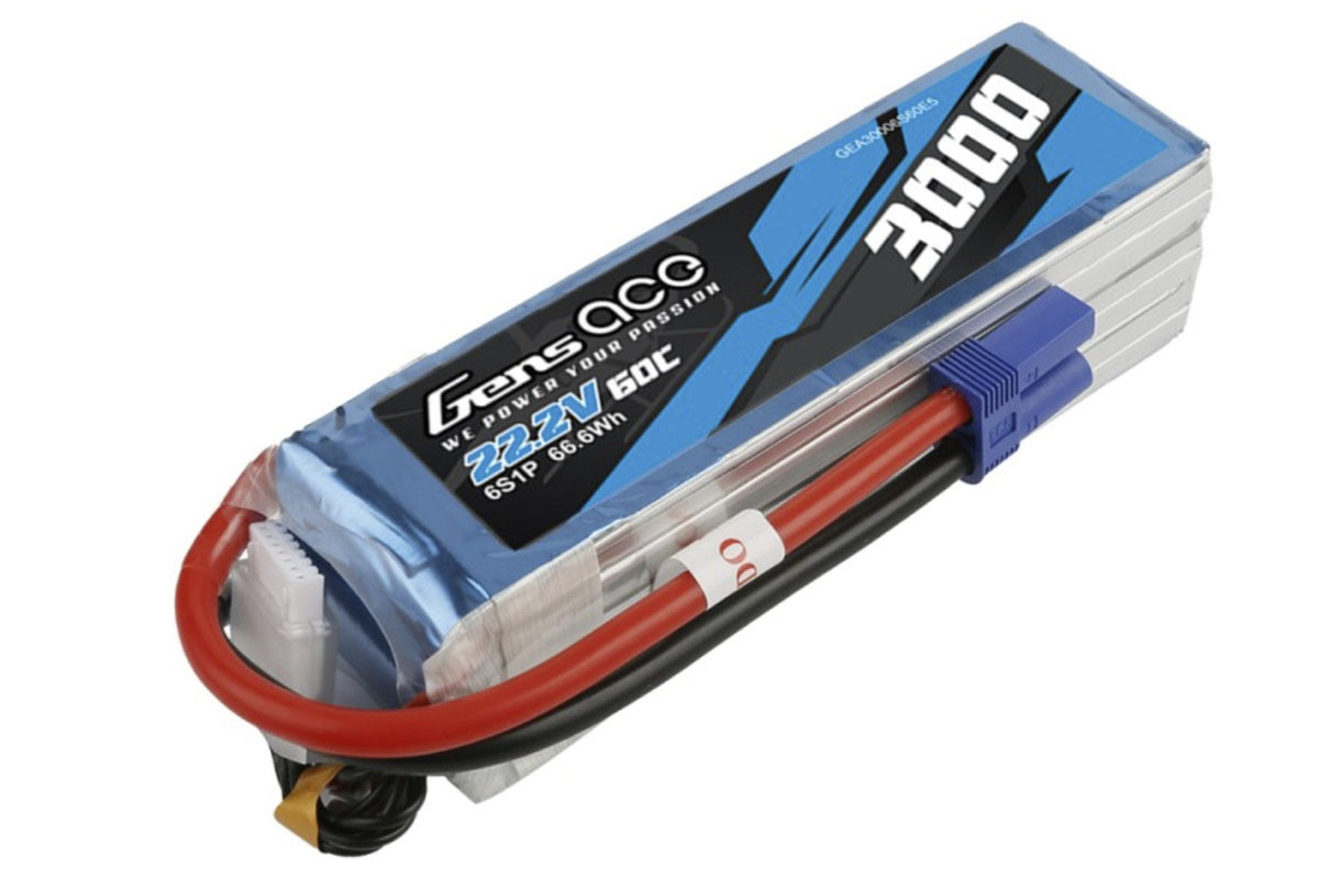 Gens Ace- 3000mAh 60C 6S1P 22.2V Lipo with EC5