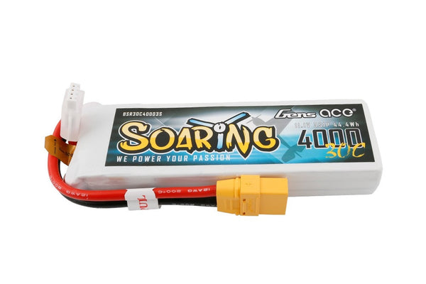 Gens Ace- Soaring, 4000mAh 30C 3S1P 11.1V Lipo with XT90