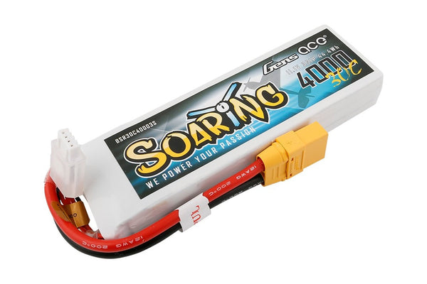 Gens Ace- Soaring, 4000mAh 30C 3S1P 11.1V Lipo with XT90