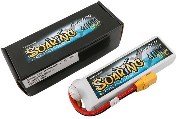 Gens Ace- Soaring, 4000mAh 30C 3S1P 11.1V Lipo with XT90