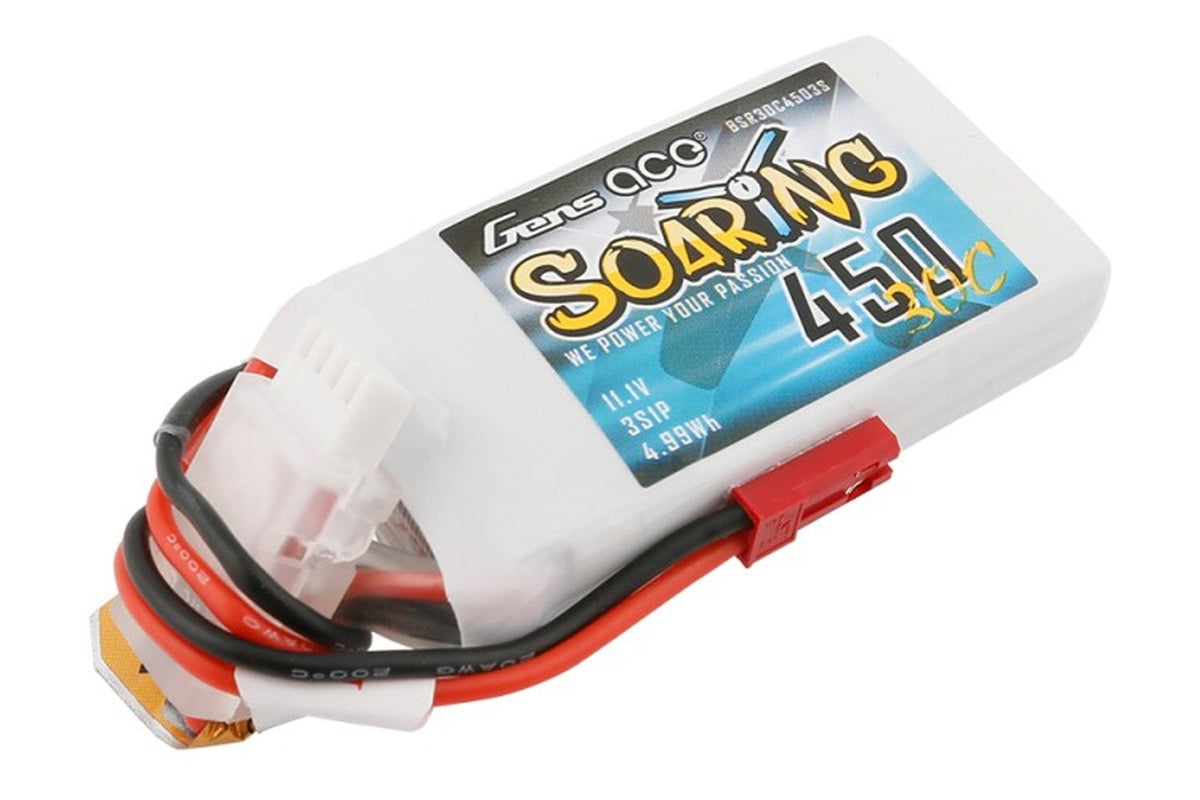 Gens Ace- Soaring, 450mAh 30C 3S1P 11.1V Lipo with JST-SYP