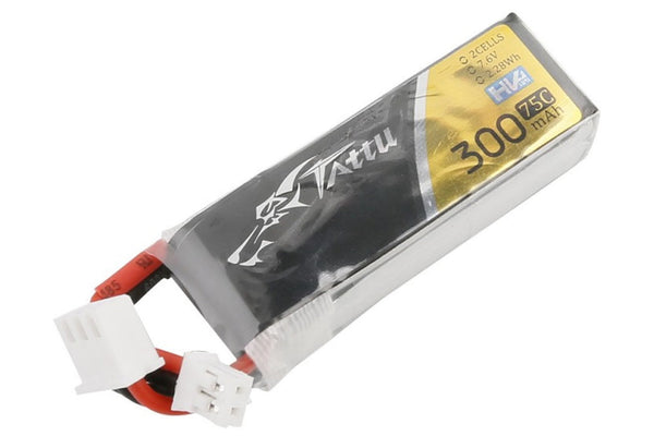 Gens Ace- Tattu HV, 300mAh 75C 2S 7.6V Lipo with JST-PHR