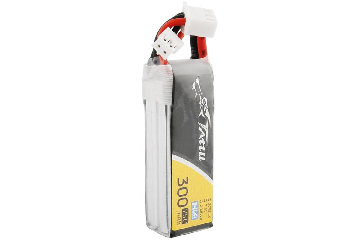 Gens Ace- Tattu HV, 300mAh 75C 2S 7.6V Lipo with JST-PHR