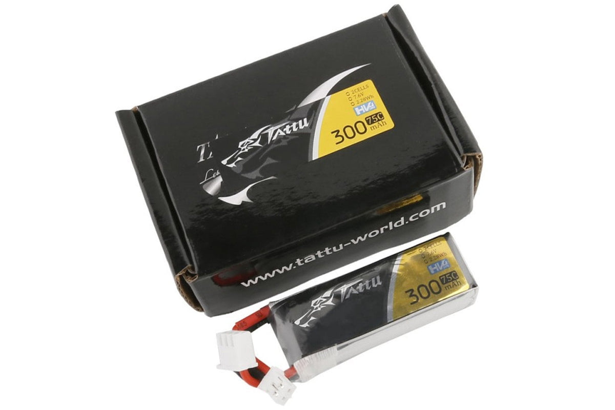 Gens Ace- Tattu HV, 300mAh 75C 2S 7.6V Lipo with JST-PHR