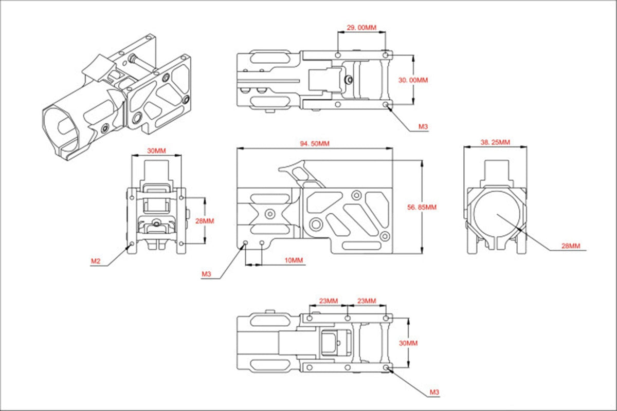 Tarot - T28 - Folder arm mount 28mm TL28A1 - 1pc