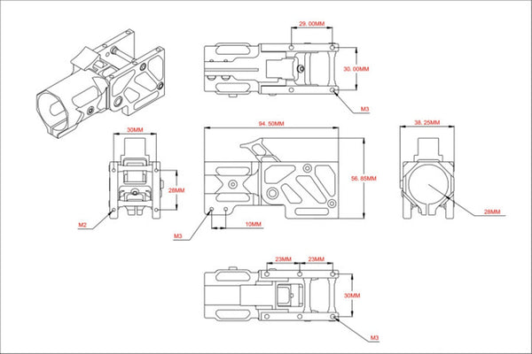 Tarot - T28 - Folder arm mount 28mm TL28A1 - 1pc