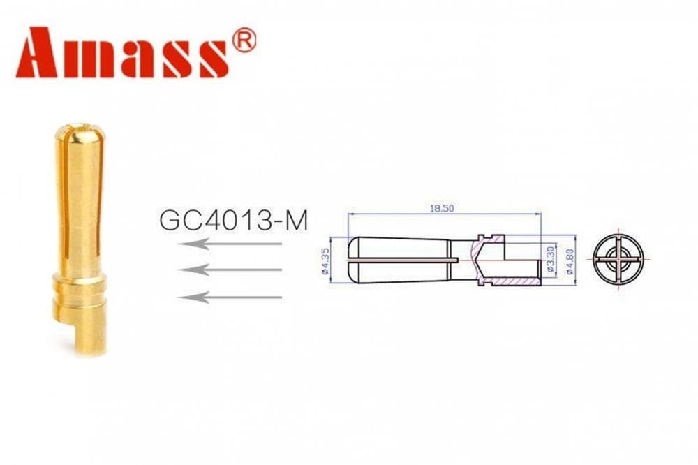 AMASS - GC4013-M 4mm Gold Plated Bullet - 10Pcs