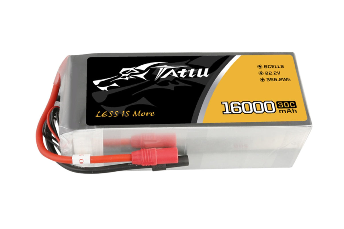 Gens Ace- Tattu 30C- 16000mAh 6S1P 22.2V Lipo with AS150/XT150