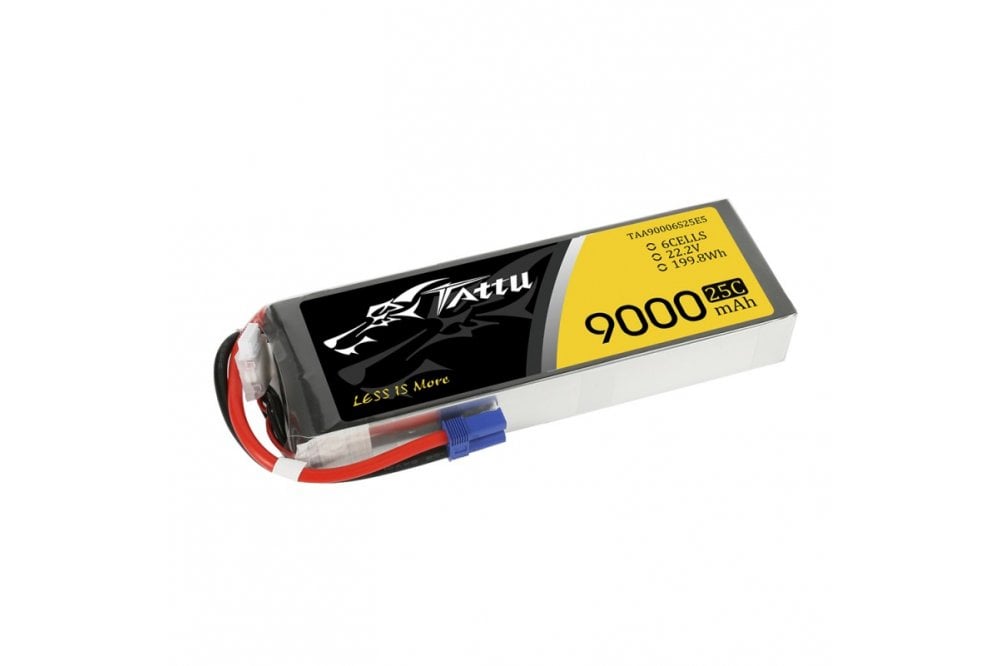 Gens Ace- Tattu, 9000mAh 25C 6S1P 22.2V Lipo with EC5