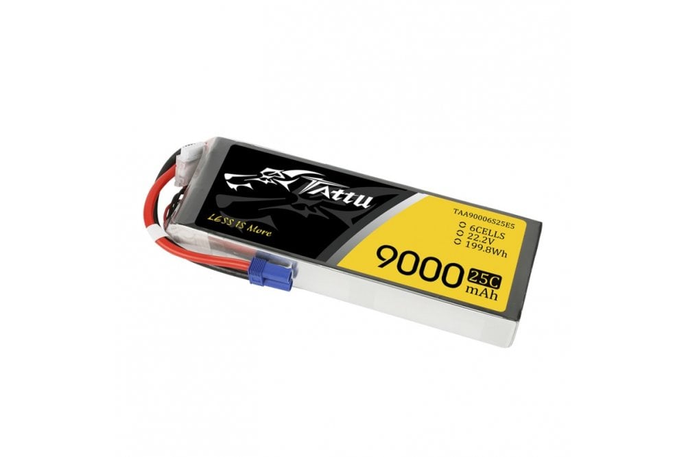 Gens Ace- Tattu, 9000mAh 25C 6S1P 22.2V Lipo with EC5