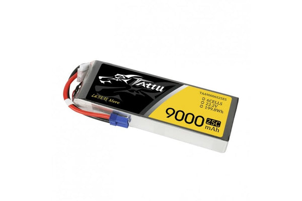 Gens Ace- Tattu, 9000mAh 25C 6S1P 22.2V Lipo with EC5