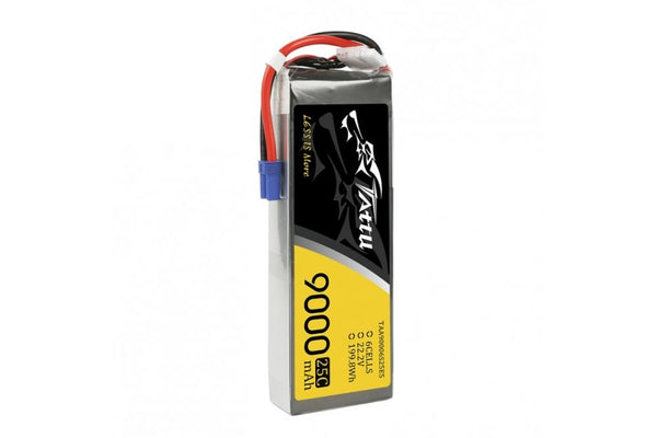 Gens Ace- Tattu, 9000mAh 25C 6S1P 22.2V Lipo with EC5