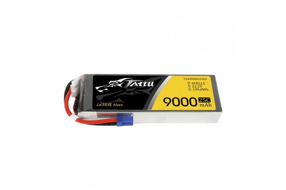 Gens Ace- Tattu, 9000mAh 25C 6S1P 22.2V Lipo with EC5