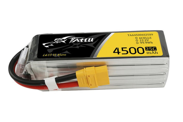 Gens Ace- Tattu, 4500mAh 25C 6S1P 22.2V Lipo with XT90