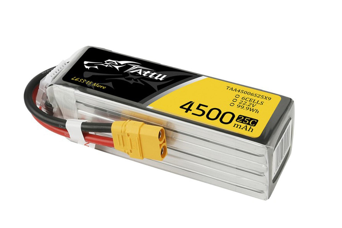 Gens Ace- Tattu, 4500mAh 25C 6S1P 22.2V Lipo with XT90