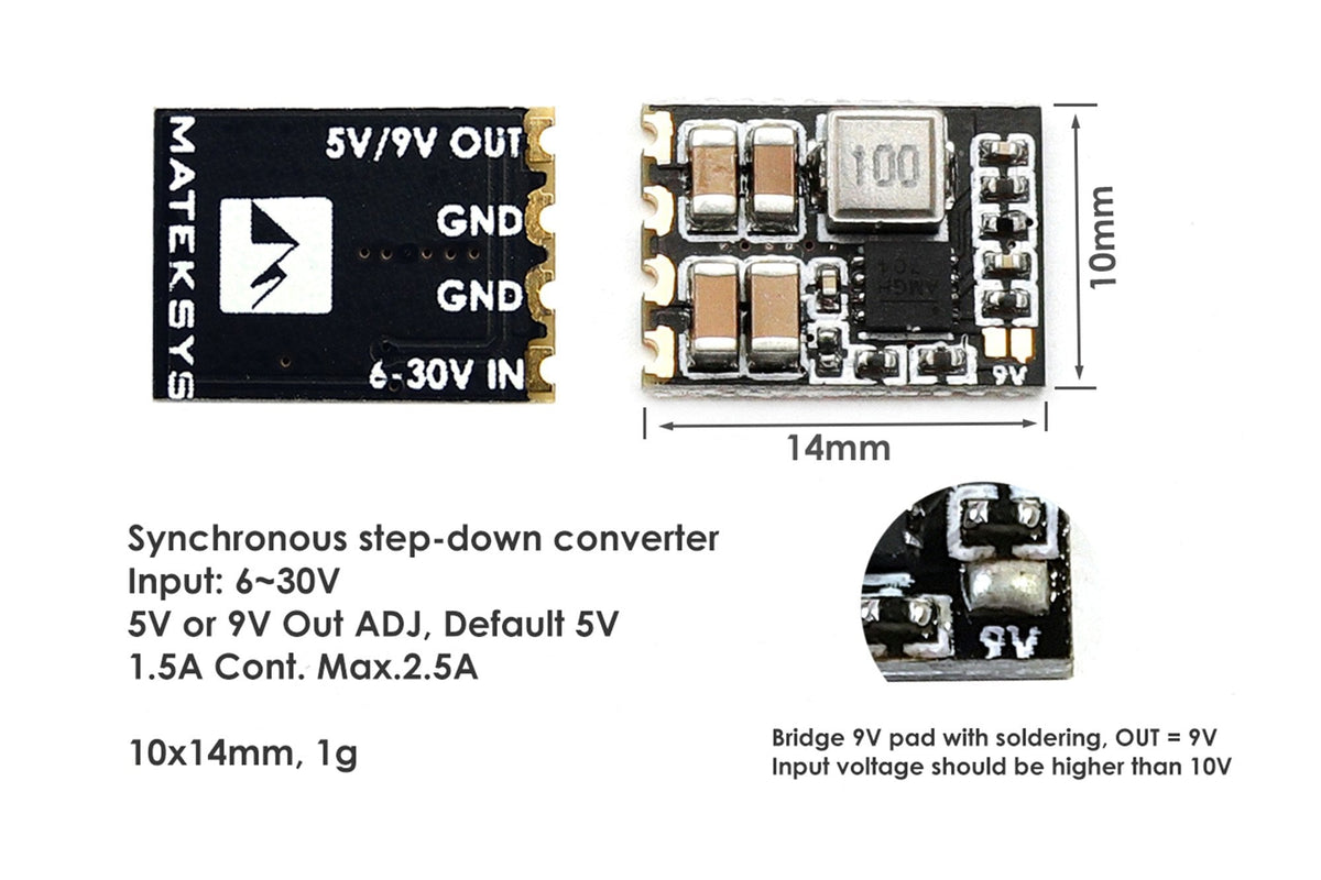 Matek Systems- Micro BEC 5V/9V-Adjustable- 3pcs