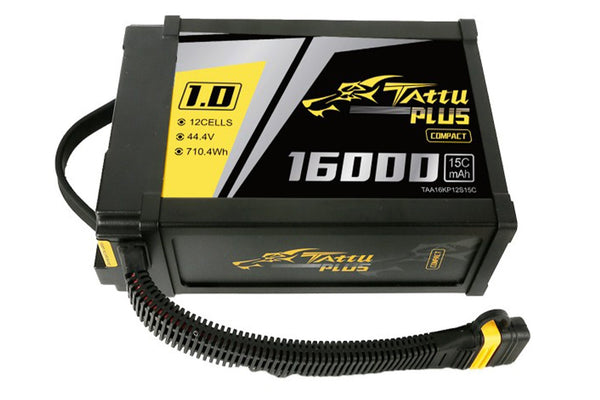 Gens Ace- Tattu Plus 1.0 COMPACT- 16000mAh 15C 12S1P 44.4V Lipo with AS150U