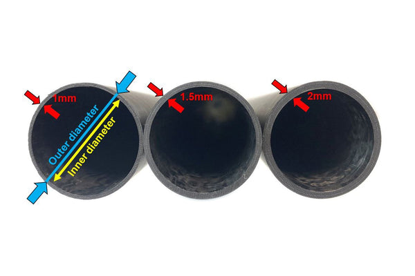 3DXR- Roll wrapped carbon fibre tubes-Matte - 1000mm