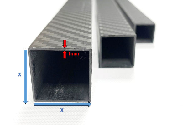 3DXR- Square Roll wrapped carbon fibre tubes-Matte