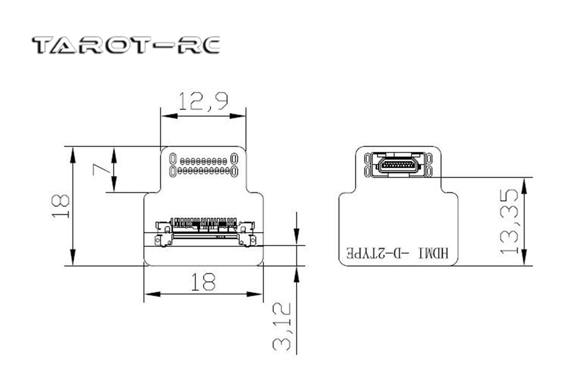 Tarot -Micro HDMI Elbow Head HDMI-D-2 Adapter- TL10A11-04